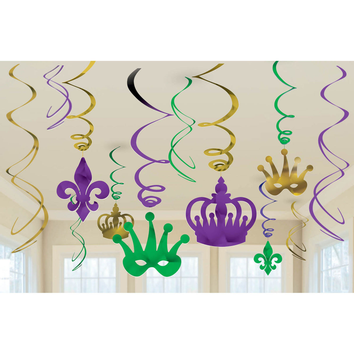 Mardi Gras Hanging Swirls (12 ct)