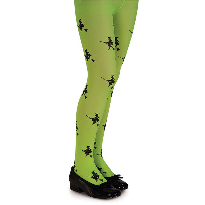 Lime Glitter Witch Tights Large