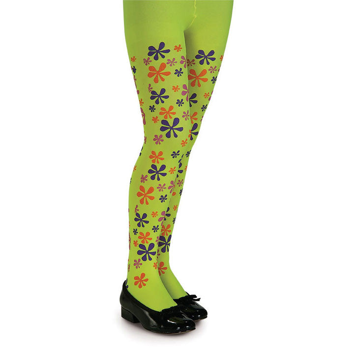 Lime Flower Power Tights Child Large