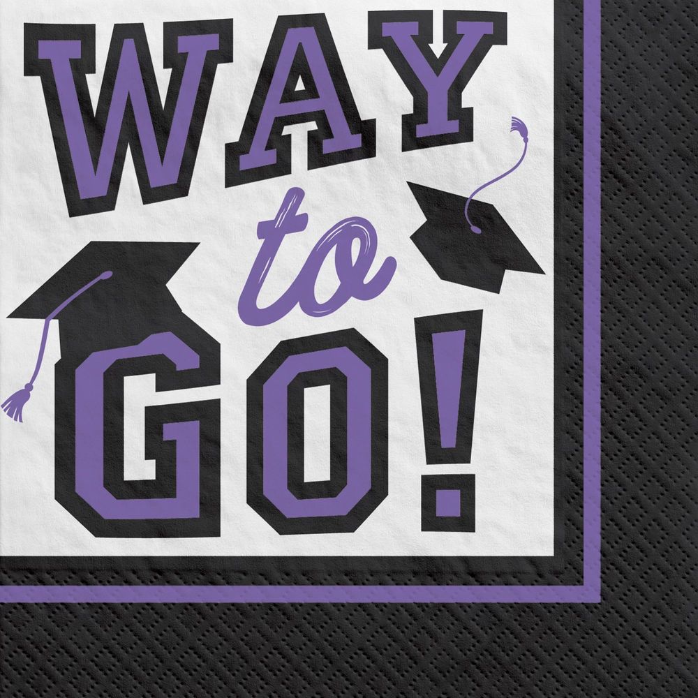 True To Your School Graduation Beverage Napkins Purple (40ct)