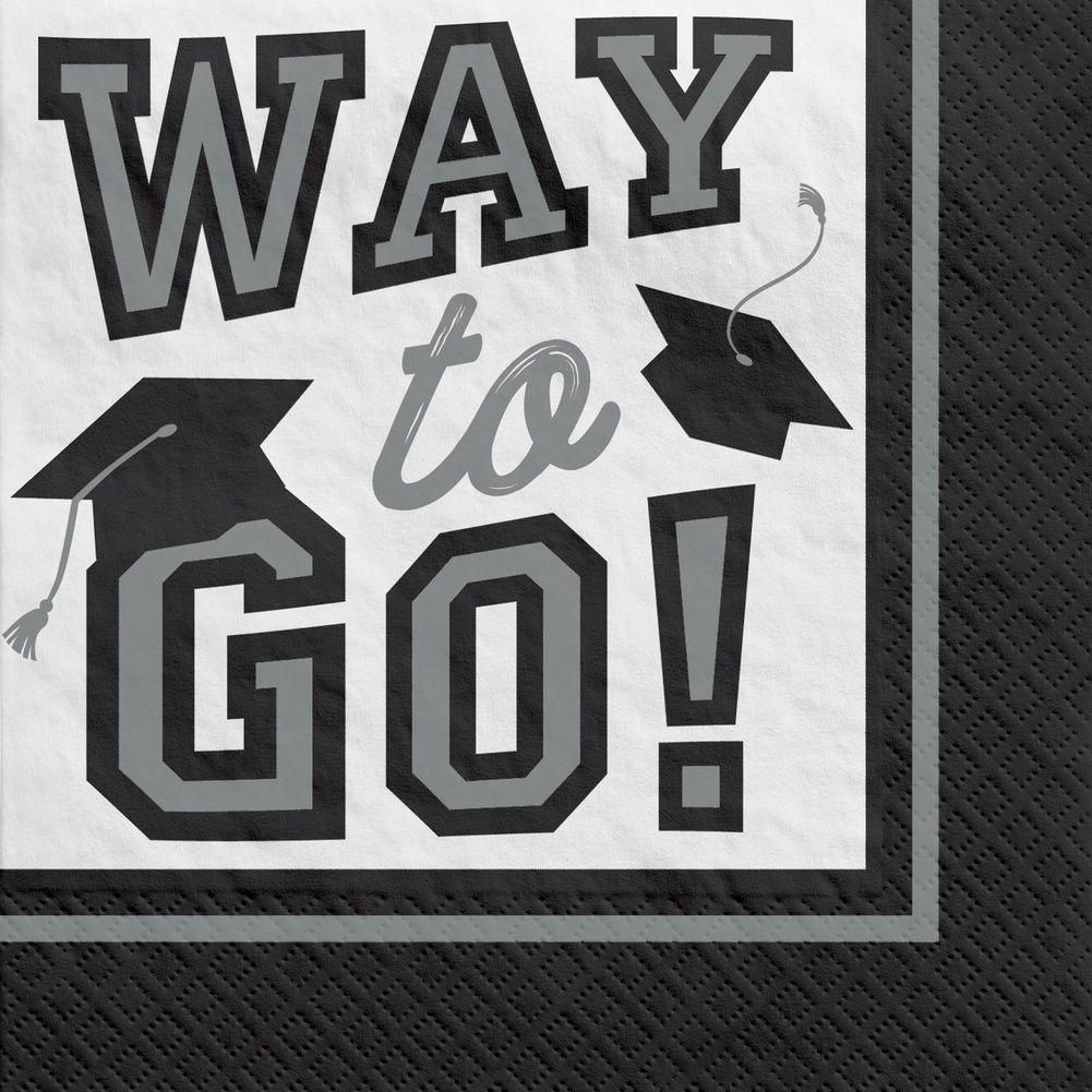 True To Your School Graduation Beverage Napkins Silver (40ct)