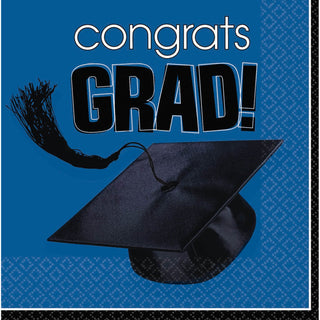 Congrats Grad Blue Beverage Napkins (36ct)