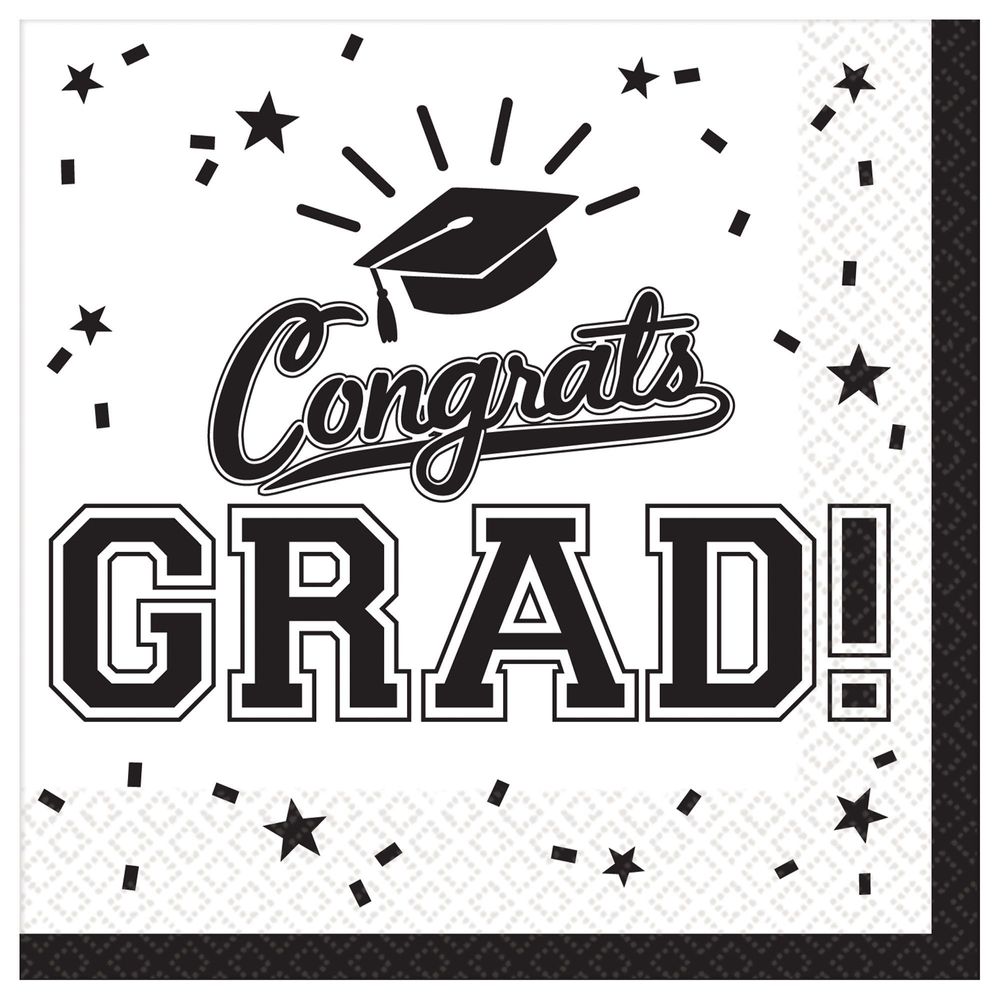 Congrats Grad Luncheon Napkin - White, 36ct