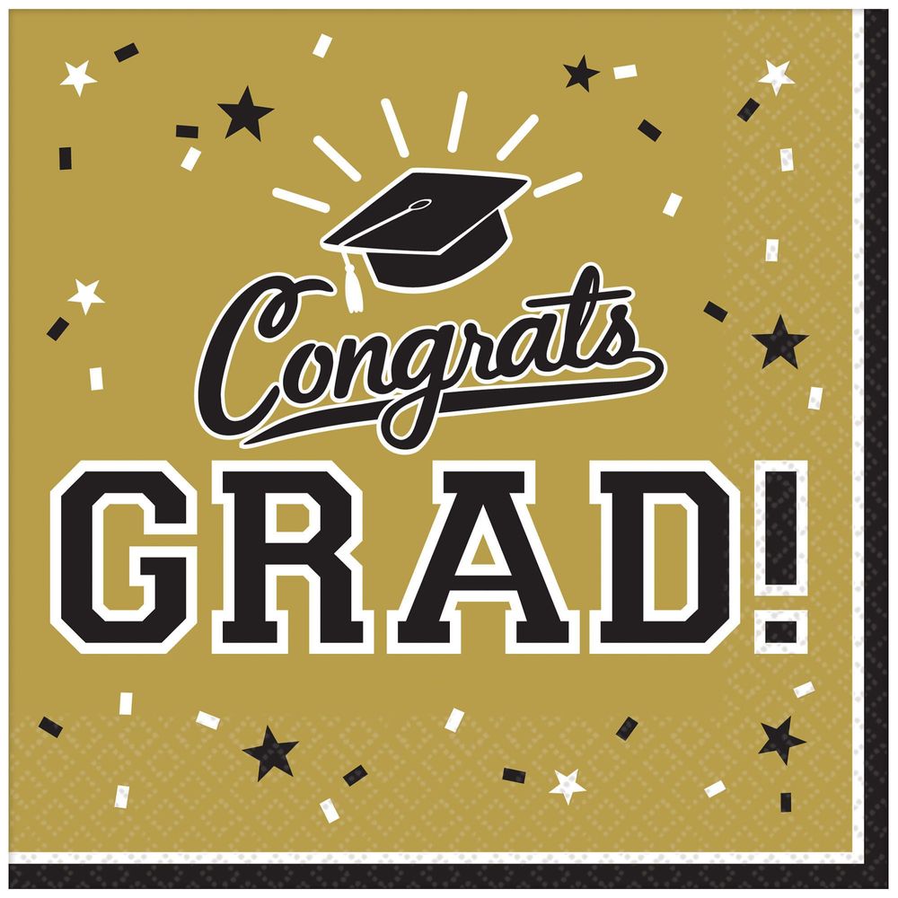 Congrats Grad Gold Luncheon Napkins, 36ct