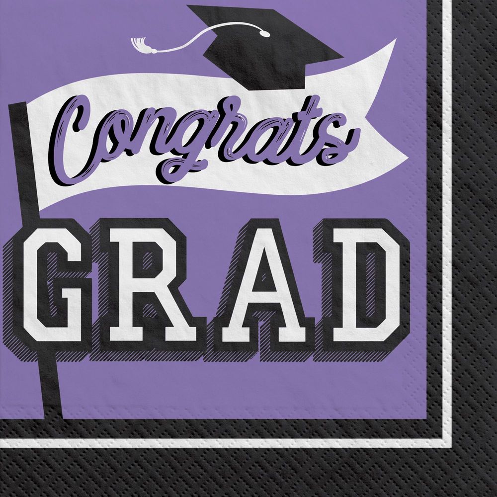 True To Your School Graduation Luncheon Napkins Purple (40ct)
