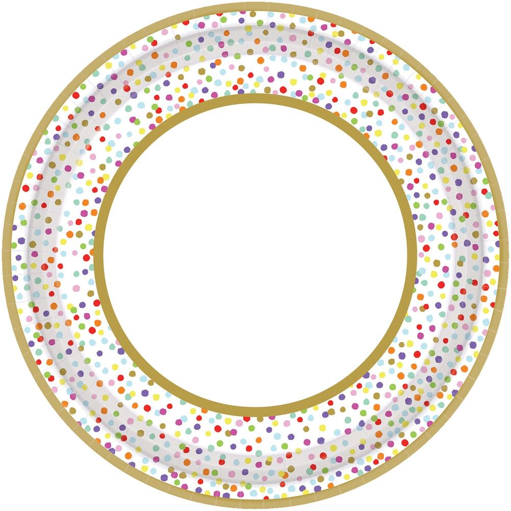 Rainbow Confetti Paper Banquet Plates, 18ct