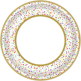 Rainbow Confetti Paper Banquet Plates, 18ct