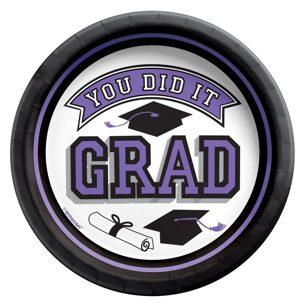 True To Your School Graduation 6.75" Round Plates Purple (20ct)