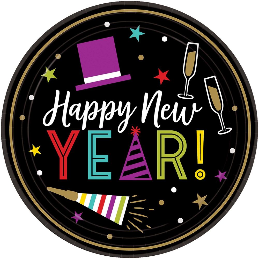 Bright New Year's Eve Round Dinner Paper Plates (60 ct)