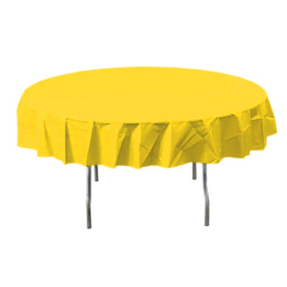 Yellow Sunshine Round Plastic Tablecover