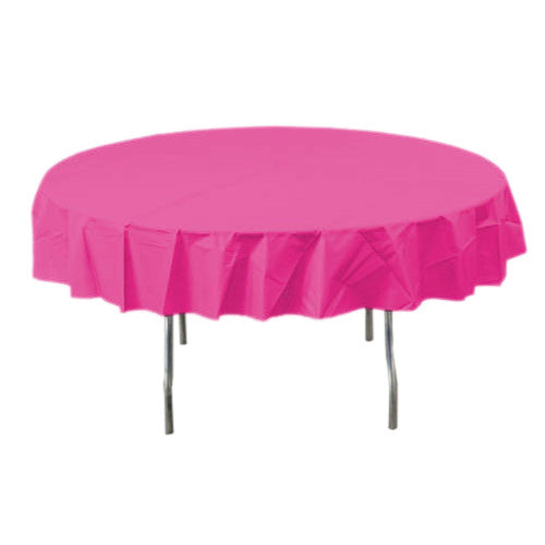 Bright Pink Round Plastic Tablecover