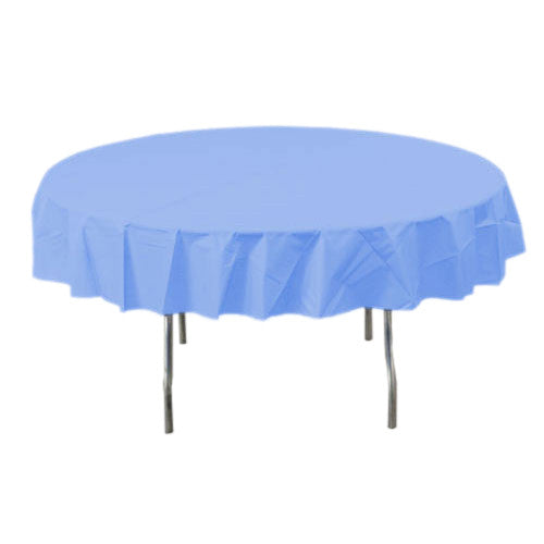 Pastel Blue Round Plastic Tablecover