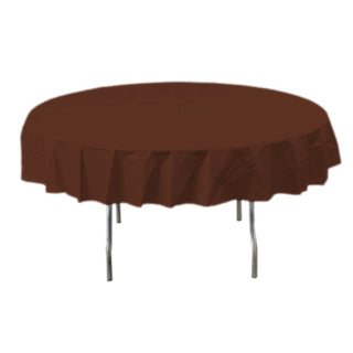 Chocolate Brown Round Plastic Tablecover