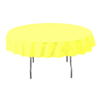 Light Yellow Round Plastic Tablecover
