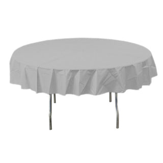 Silver Round Plastic Tablecover
