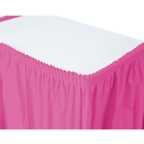 Bright Pink Plastic Table Skirt