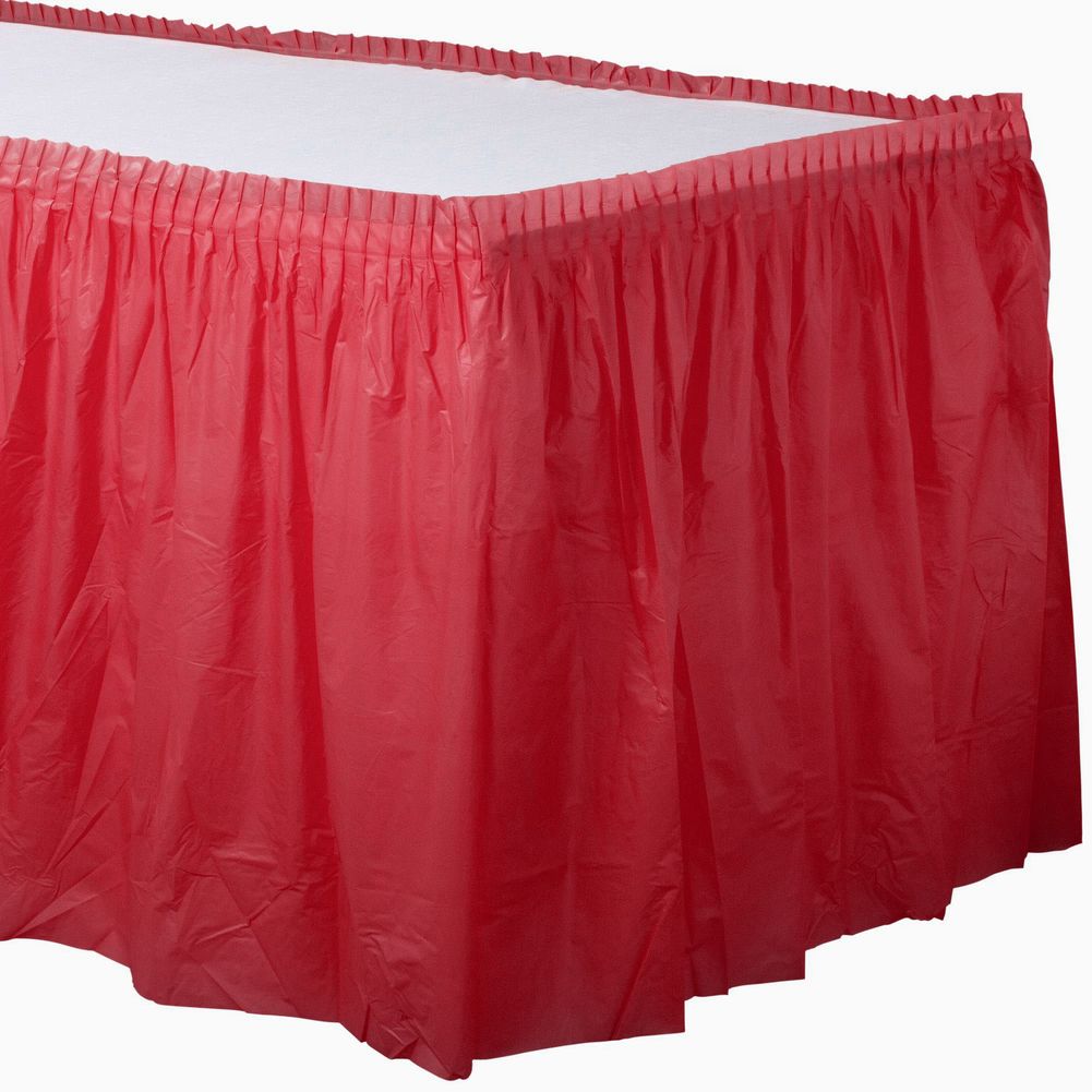 Apple Red Plastic Table Skirt 21' X 29