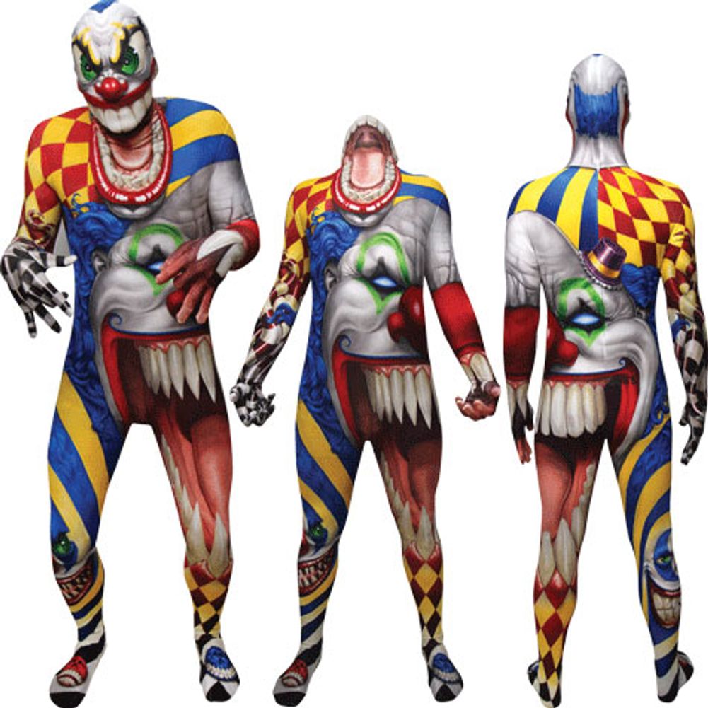 SCARY CLOWN ADULT MONSTER MORPHSUIT X-LARGE