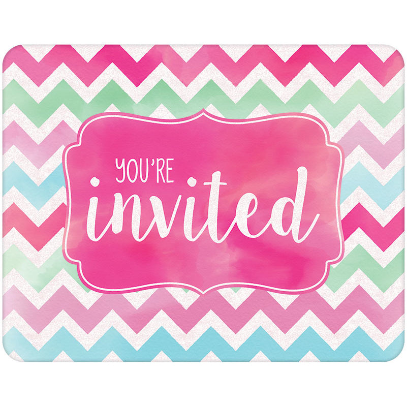 Watercolor Chevron Value Pack Invitations (8 ct)