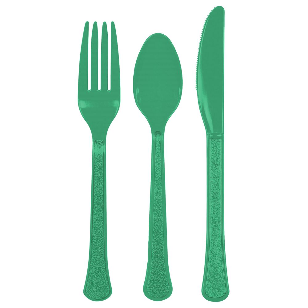 Festive Green Heavy Weight Premium Assorted Cutlery 24 ct