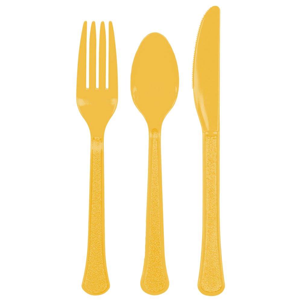 Yellow Sunshine Heavy Weight Premium Assorted Cutlery 24 ct