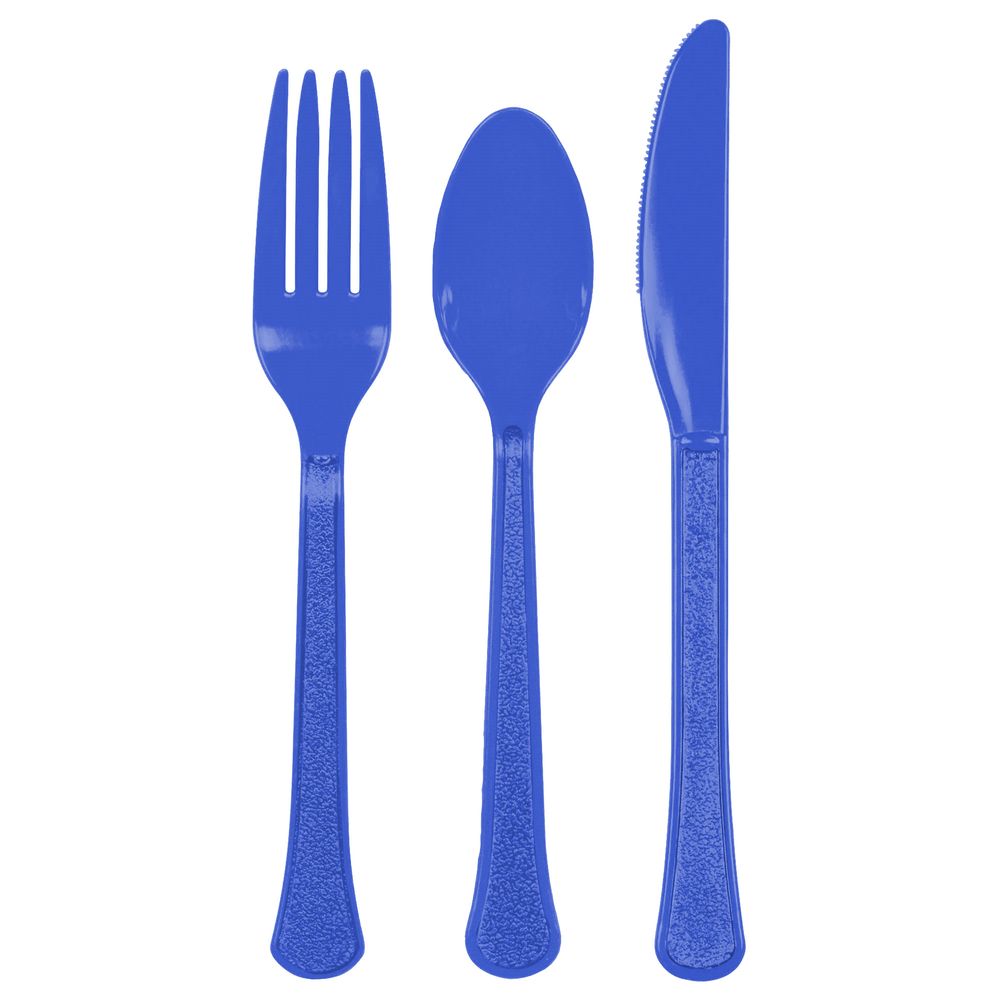 Bright Royal Blue Heavy Weight Premium Assorted Cutlery 24 ct