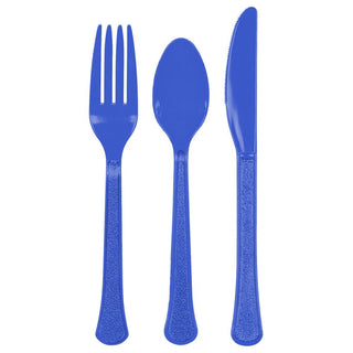 Bright Royal Blue Heavy Weight Premium Assorted Cutlery 24 ct