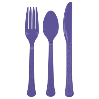 New Purple Heavy Weight Premium Assorted Cutlery 24 ct