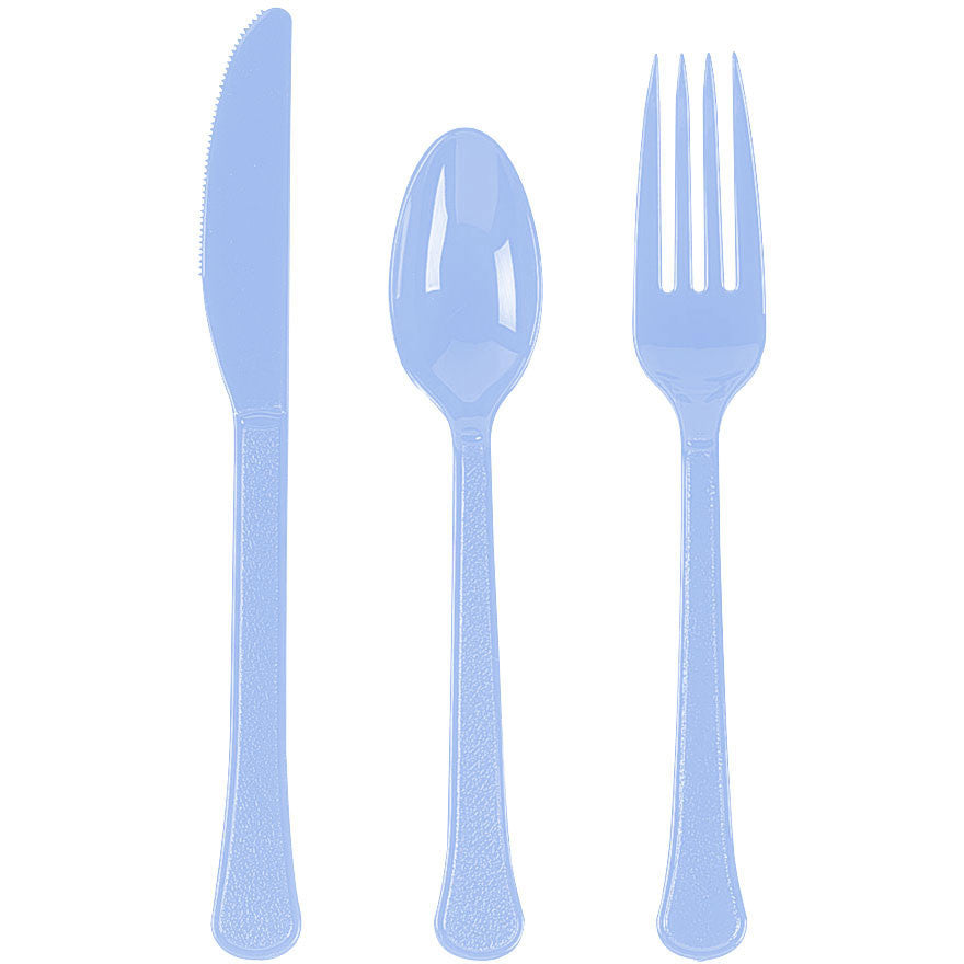 Pastel Blue Heavy Weight Premium Assorted Cutlery 24 ct