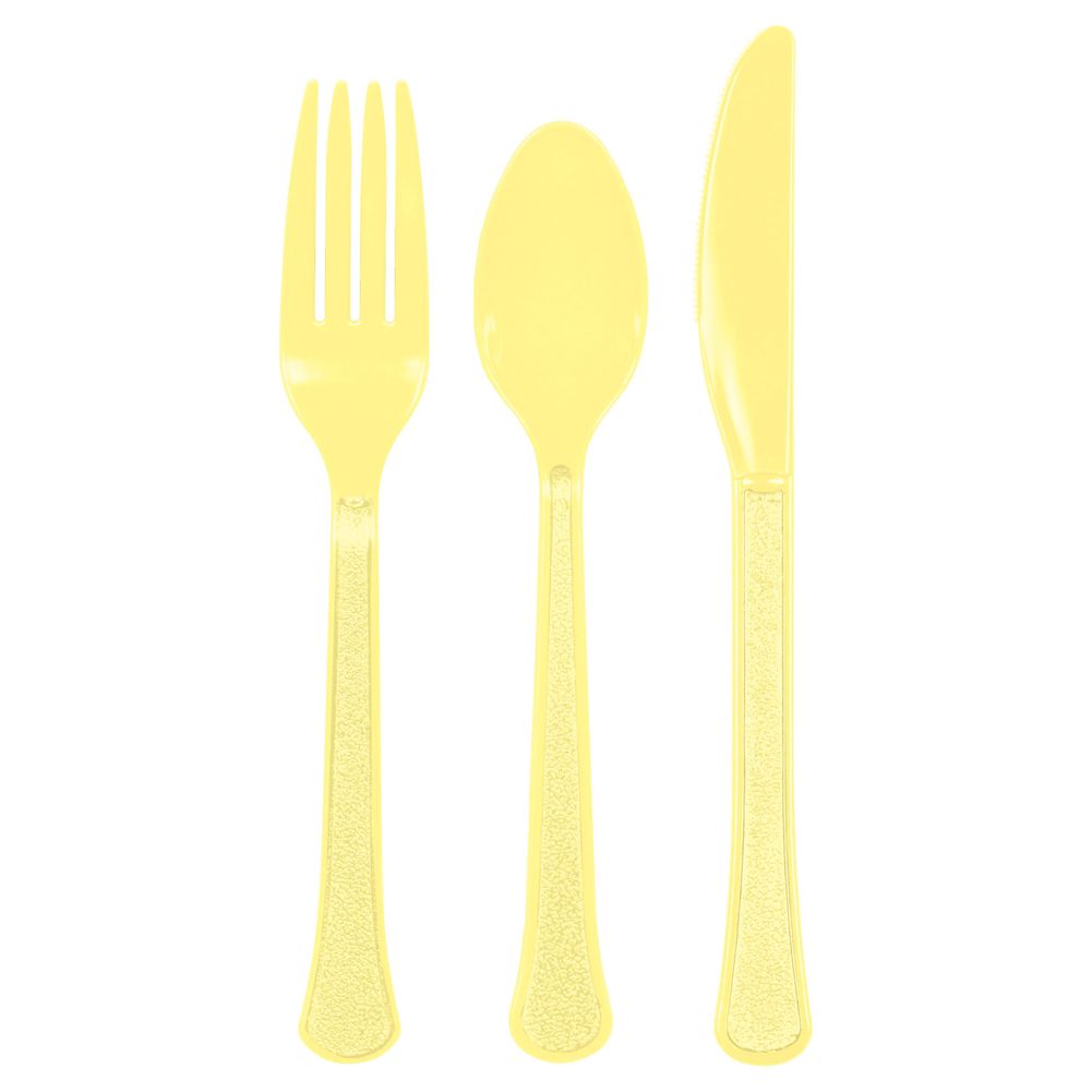 Light Yellow Heavy Weight Premium Assorted Cutlery 24 ct