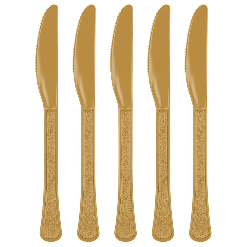 Gold Heavy Weight Plastic Knives (20ct)
