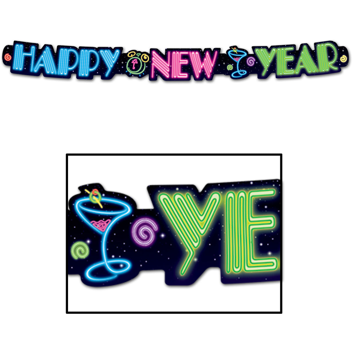 Neon Happy New Year Streamer
