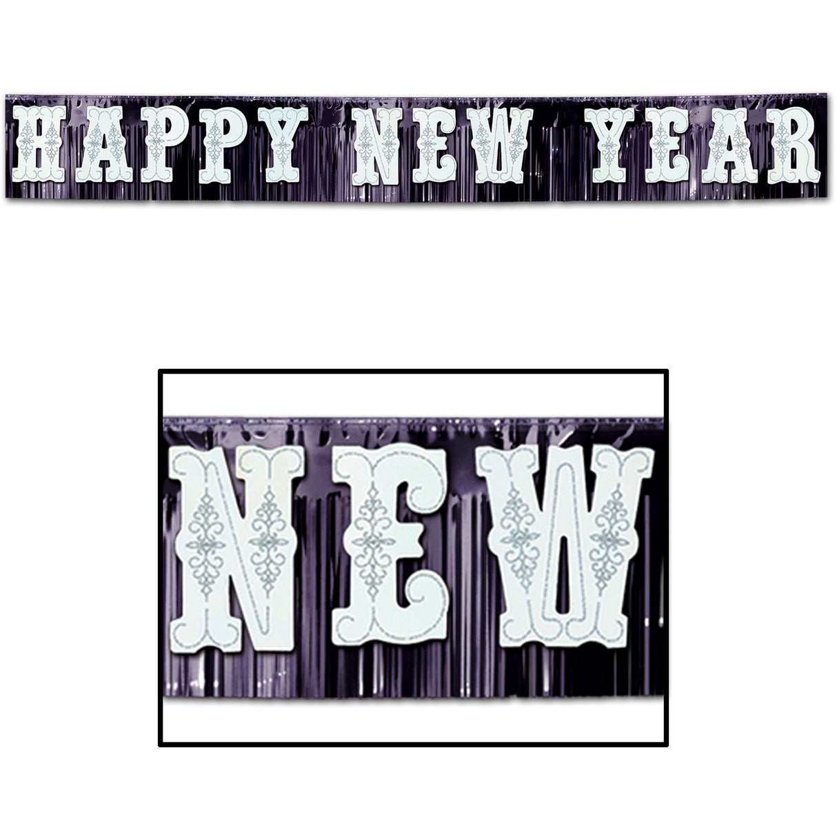Metallic Happy New Year Banner