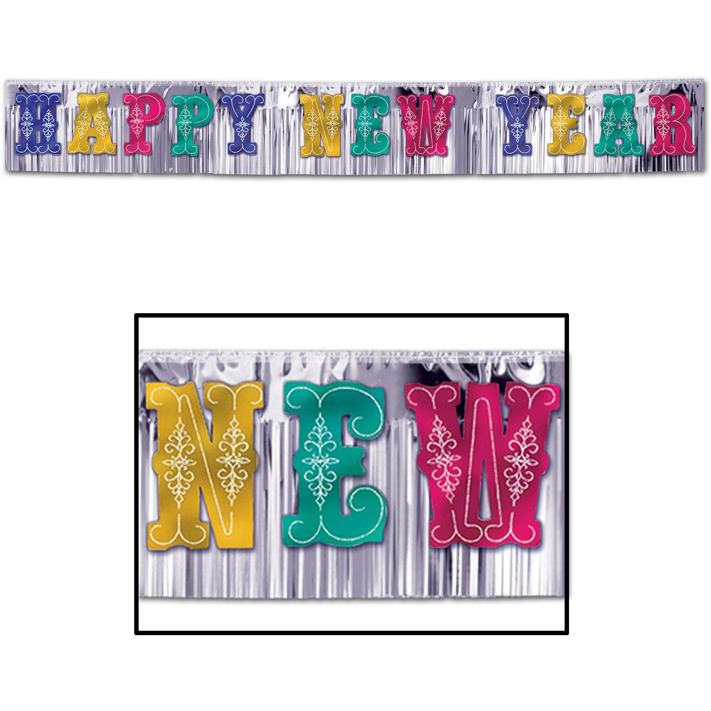 Metallic Happy New Year Banner