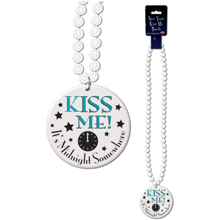 Beads w/Printed Kiss Me It's Midnight Somewhere Medallion