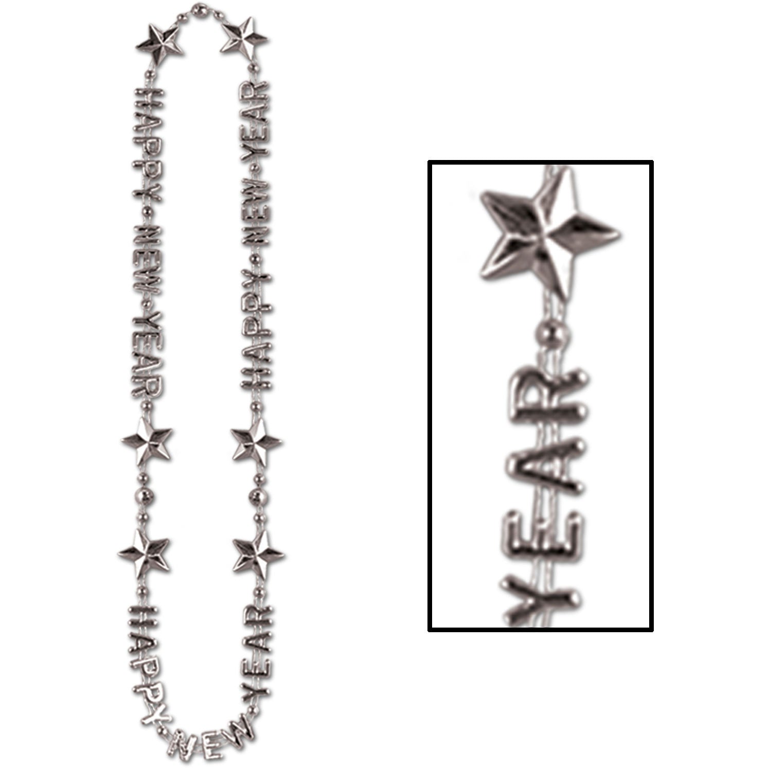 Silver Happy New Year Beads