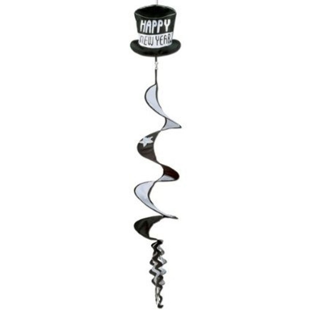 Happy New Year Wind Spinner Silver & Black - 42"