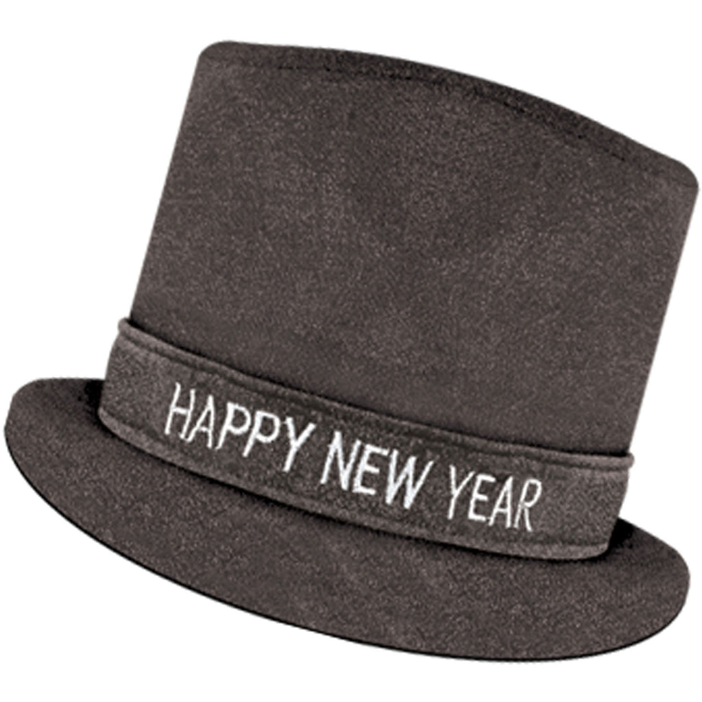 Black Glitz N Sparkle Happy New Year Top Hat