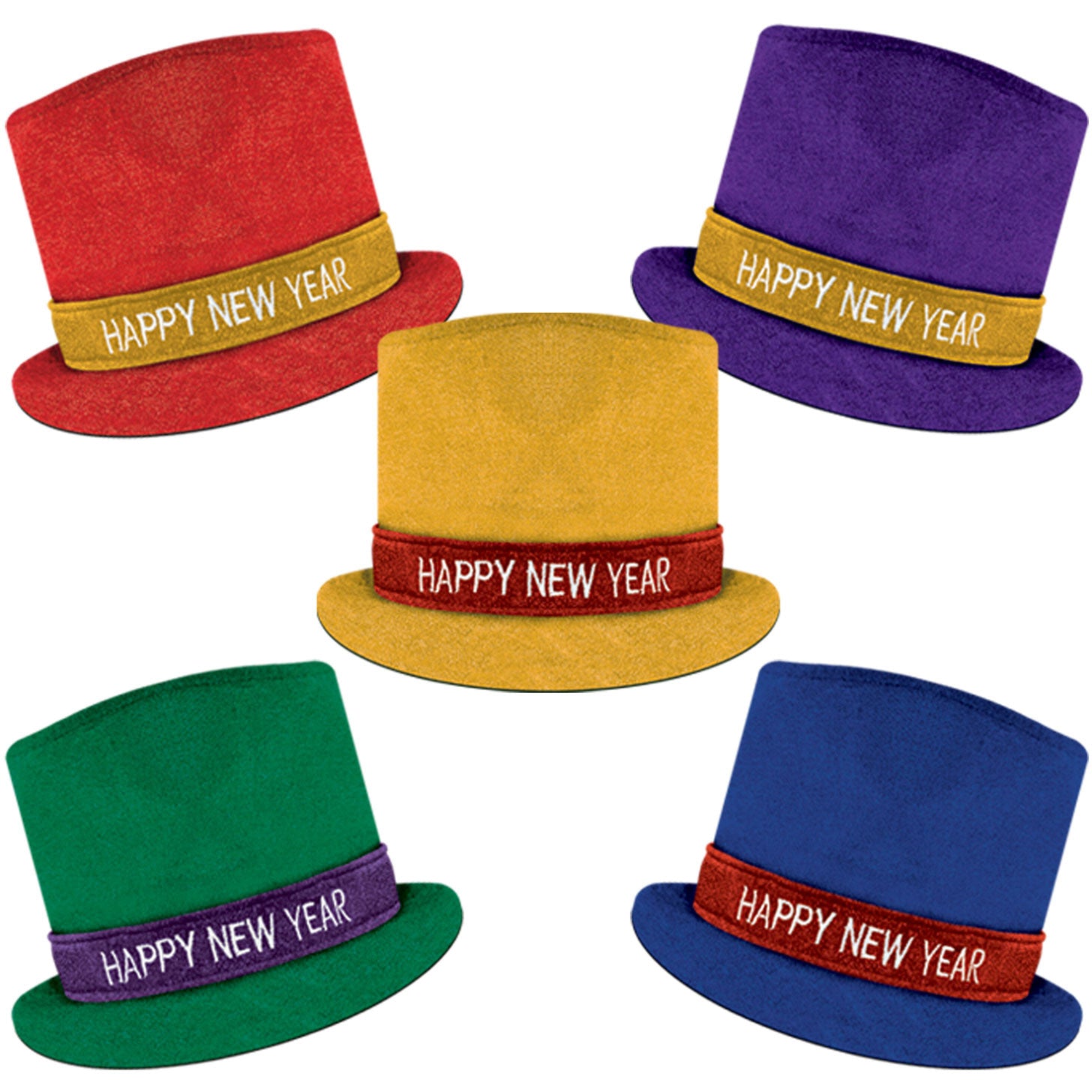 Multi-Color Glitz N Sparkle Happy New Year Top Hat