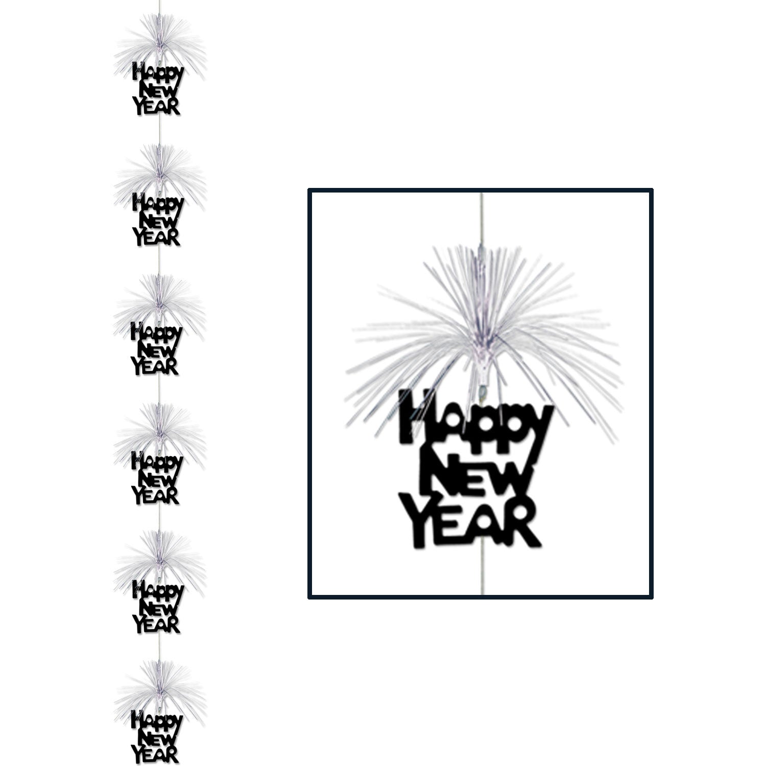 Silver and Black New Year Firework Stringer