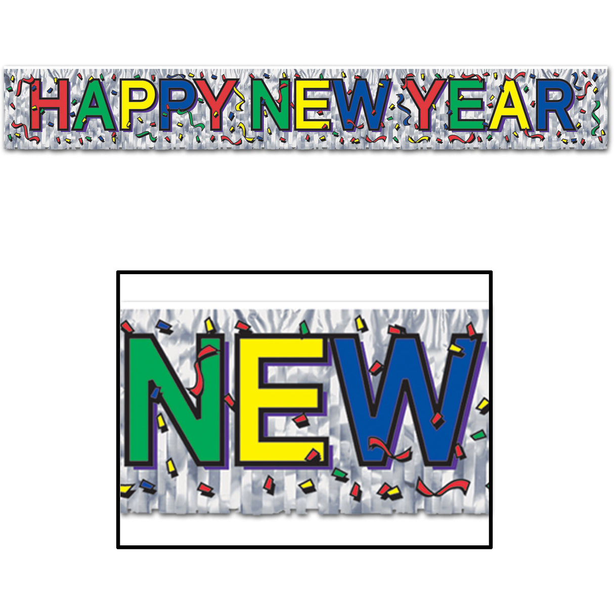 Metallic Happy New Year Fringe Banner