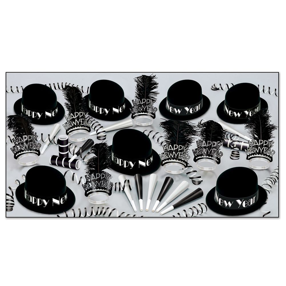Black Velvet New Years Eve Party Kit Assortment for 10