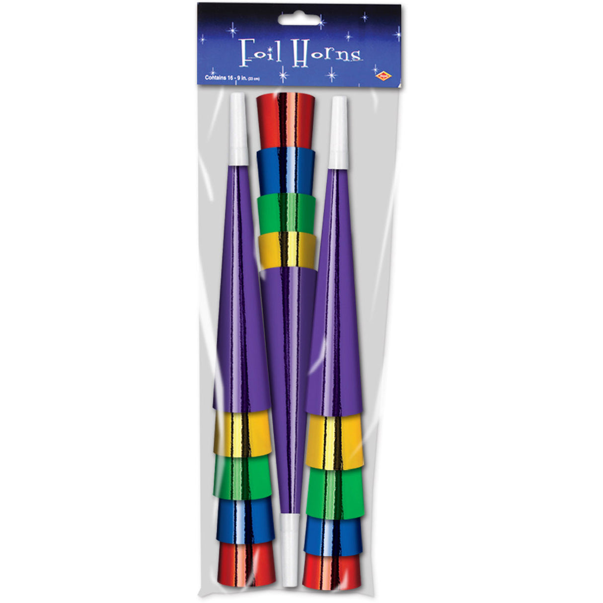 Multi-Color Foil Horns (16ct)