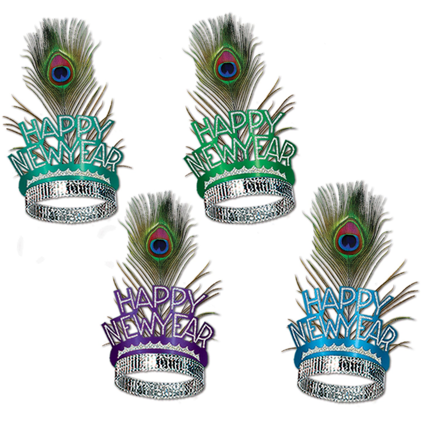 Happy New Year Peacock Feather Tiara (50ct)