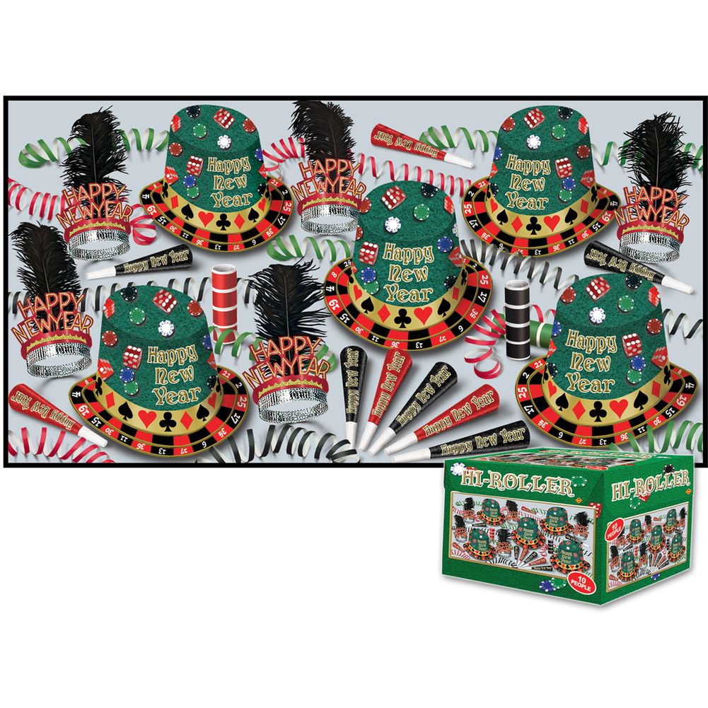 Hi-Roller New Years Eve Party Kit Assortment for 10