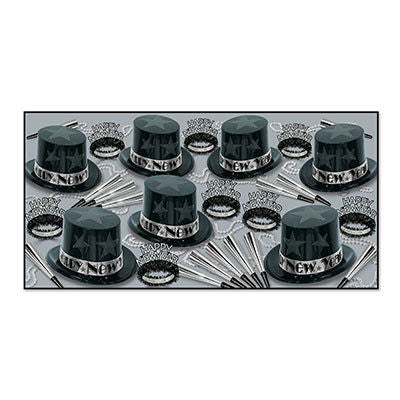 Silver New Year Star New Years Eve Party Kit Assortment for 10