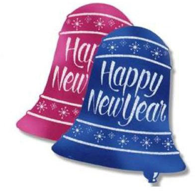 Multi-Colored Glittered Happy New Year Bell Sign