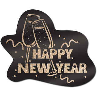 Black Glittered Happy New Year Sign