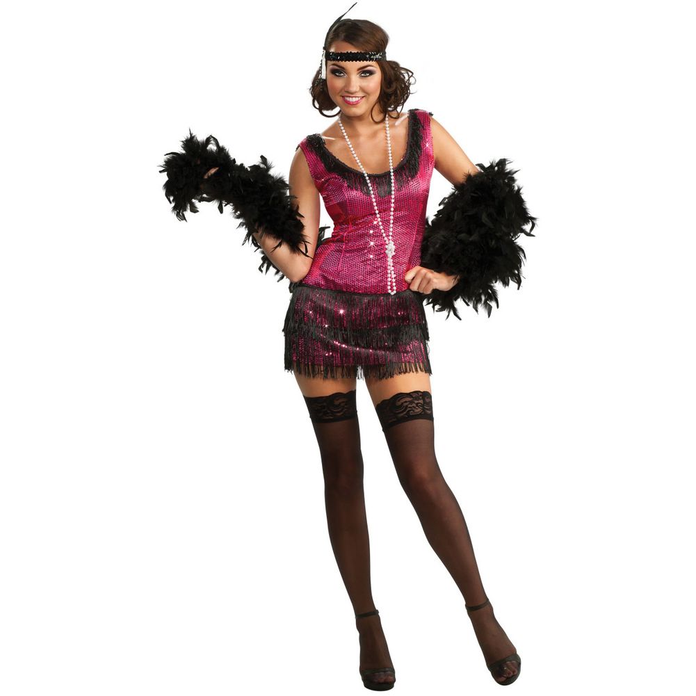 Hot Pink Sequin Flapper Costume Womens Medium