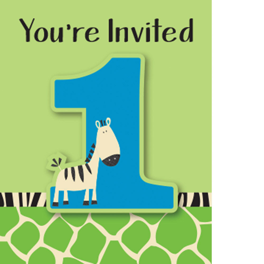 Wild At One Zebra Invitations